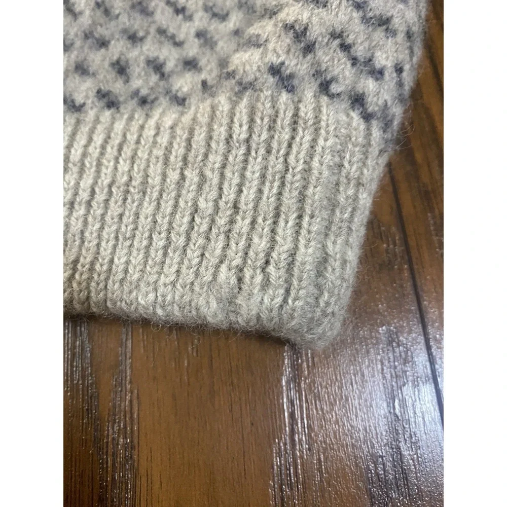 Nordstrom Vintage Wool Sweater Mens Large Birdseye Knit Crewneck Oatmeal Navy